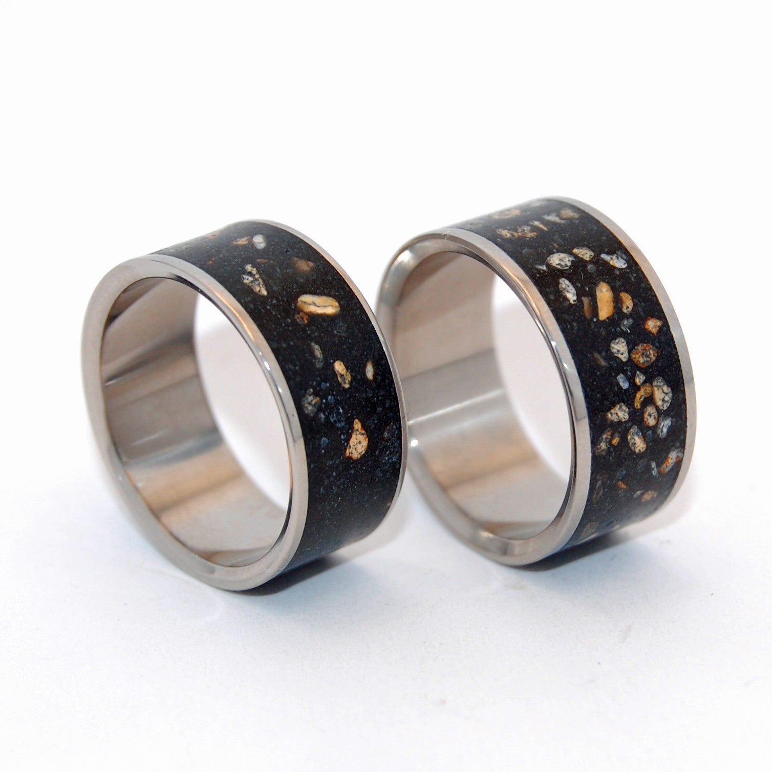 Night Sky | Beach Sand & Titanium Wedding Ring Set - Minter and Richter Designs