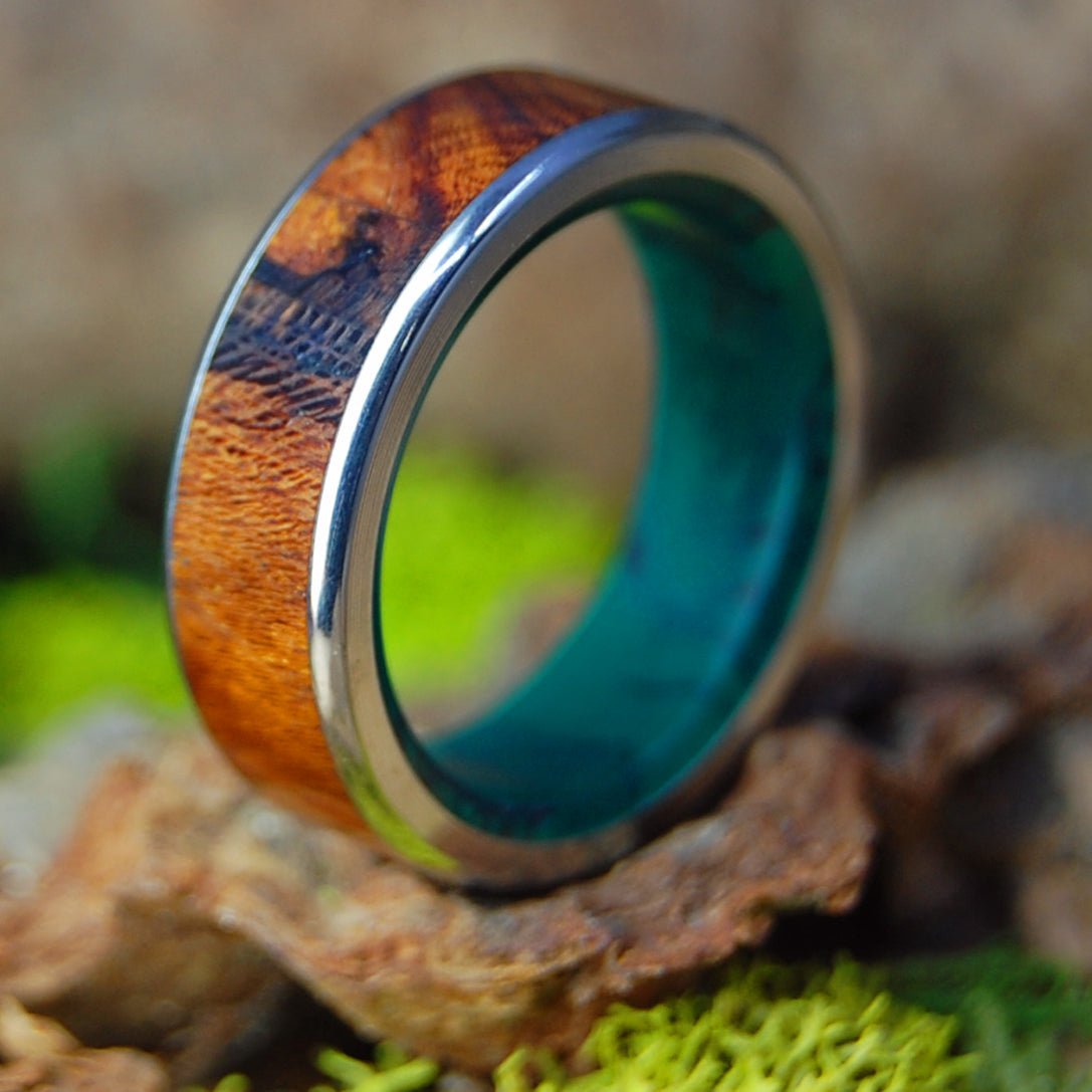 No Little Love Wide | Men's Desert Ironwood, Jade & Titanium Wedding Ring - Minter and Richter Designs