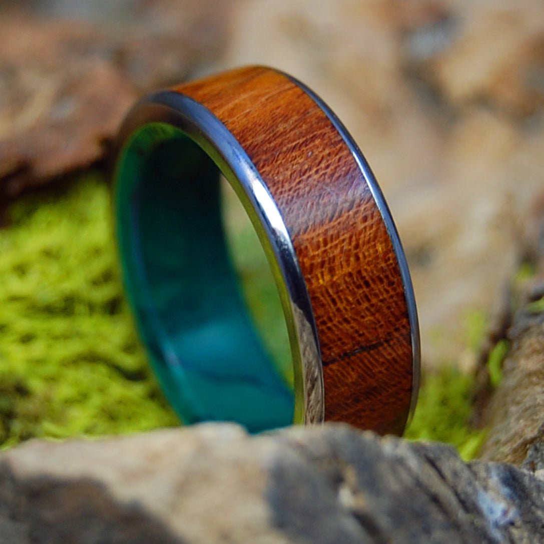 No Little Love Wide | Men's Desert Ironwood, Jade & Titanium Wedding Ring - Minter and Richter Designs