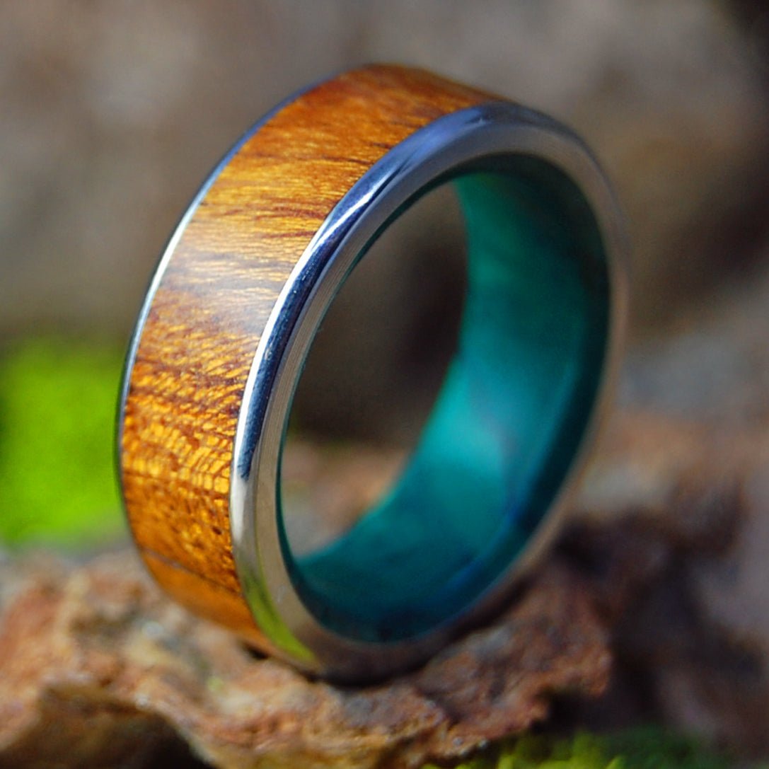 No Little Love Wide | Men's Desert Ironwood, Jade & Titanium Wedding Ring - Minter and Richter Designs