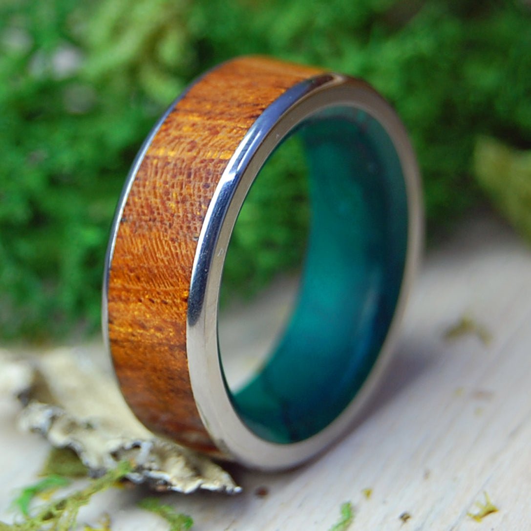No Little Love Wide | Men's Desert Ironwood, Jade & Titanium Wedding Ring - Minter and Richter Designs