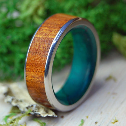 No Little Love Wide | Men's Desert Ironwood, Jade & Titanium Wedding Ring - Minter and Richter Designs