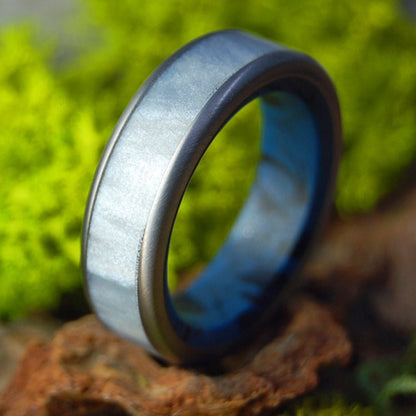 Oceania Blue Black | Men's Gray Marbled Opalescent, Blue Black M3 & Titanium Wedding Ring - Minter and Richter Designs