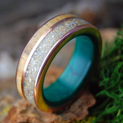 ODE TO CYPRUS | Copper, Jade & Cyprus Beach Sand Wedding Ring - Minter and Richter Designs