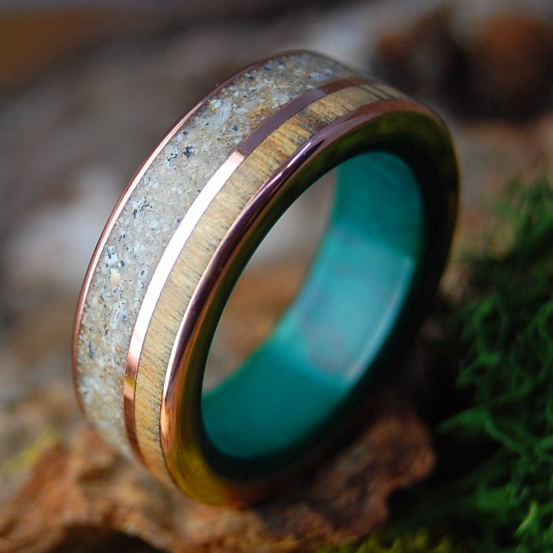 ODE TO CYPRUS | Copper, Jade & Cyprus Beach Sand Wedding Ring - Minter and Richter Designs