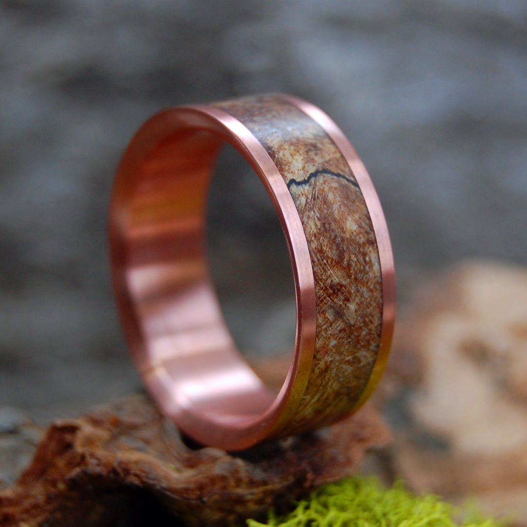 Ode To The Copper Miner | Men's Copper, Spalted Maple Wood & Titanium Wedding Ring - Minter and Richter Designs