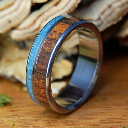 OH BOYA LA JOLLA | Men's Desert IronWood, La Jolla CA Beach Sand & Titanium Wedding Ring - Minter and Richter Designs