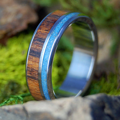 OH BOYA LA JOLLA | Men's Desert IronWood, La Jolla CA Beach Sand & Titanium Wedding Ring - Minter and Richter Designs