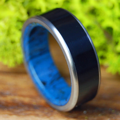 ONYX OCEAN | Men's Onyx Stone, Blue Black M3 & Titanium Wedding Ring - Minter and Richter Designs