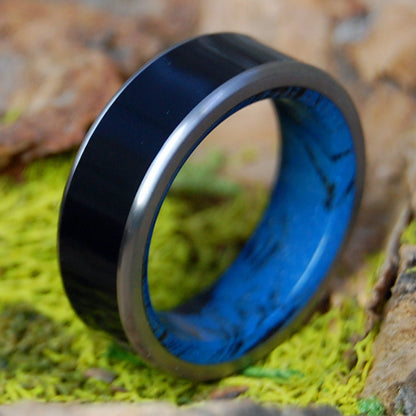ONYX OCEAN | Men's Onyx Stone, Blue Black M3 & Titanium Wedding Ring - Minter and Richter Designs