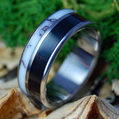 ONYX WILD | Men's Wild Horse Jasper & Onyx Stone - Titanium Wedding Ring - Minter and Richter Designs
