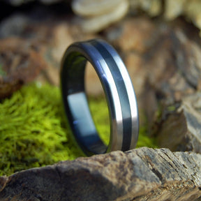BLACK FAITH - Onyx Stone & Titanium Men's Wedding Rings - Minter and Richter Designs