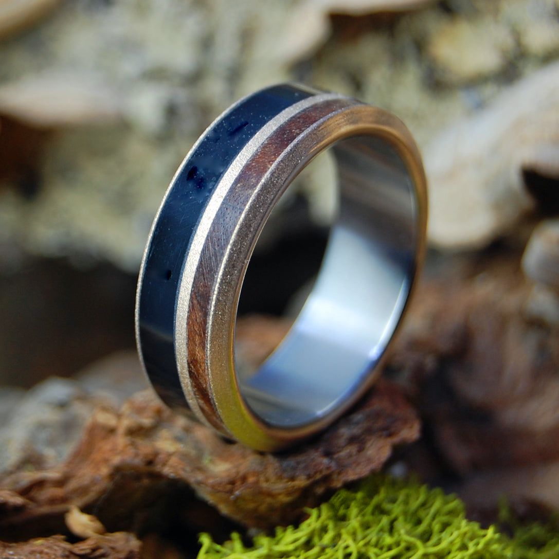 ONYX REDWOOD BRONZE | Onyx Stone,  CA Redwood & Bronze- Titanium & Bronze Men's Wedding Rings - Minter and Richter Designs