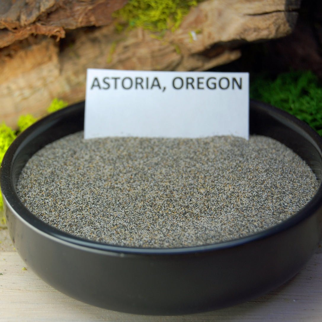 OREGON TO BANFF | Banff, CA Rocks, Red Oregon Lava & Astoria Oregon Sand & Titanium Wedding Ring - Minter and Richter Designs
