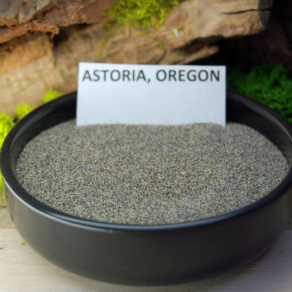 OREGON TO BANFF | Banff, CA Rocks, Red Oregon Lava & Astoria Oregon Sand & Titanium Wedding Ring - Minter and Richter Designs