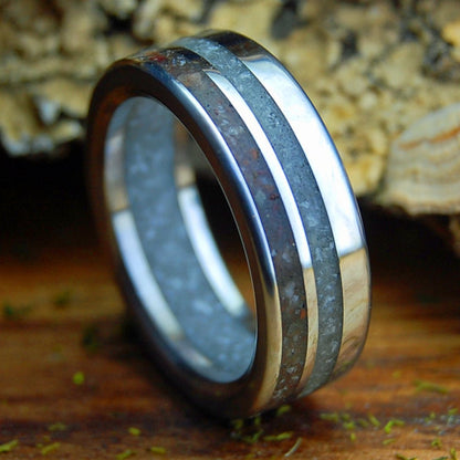 OUR WHOLE LIVES II | Men's Beryl NH Stones, Lake Superior Stones, Quartz & Titanium Wedding Ring - Minter and Richter Designs
