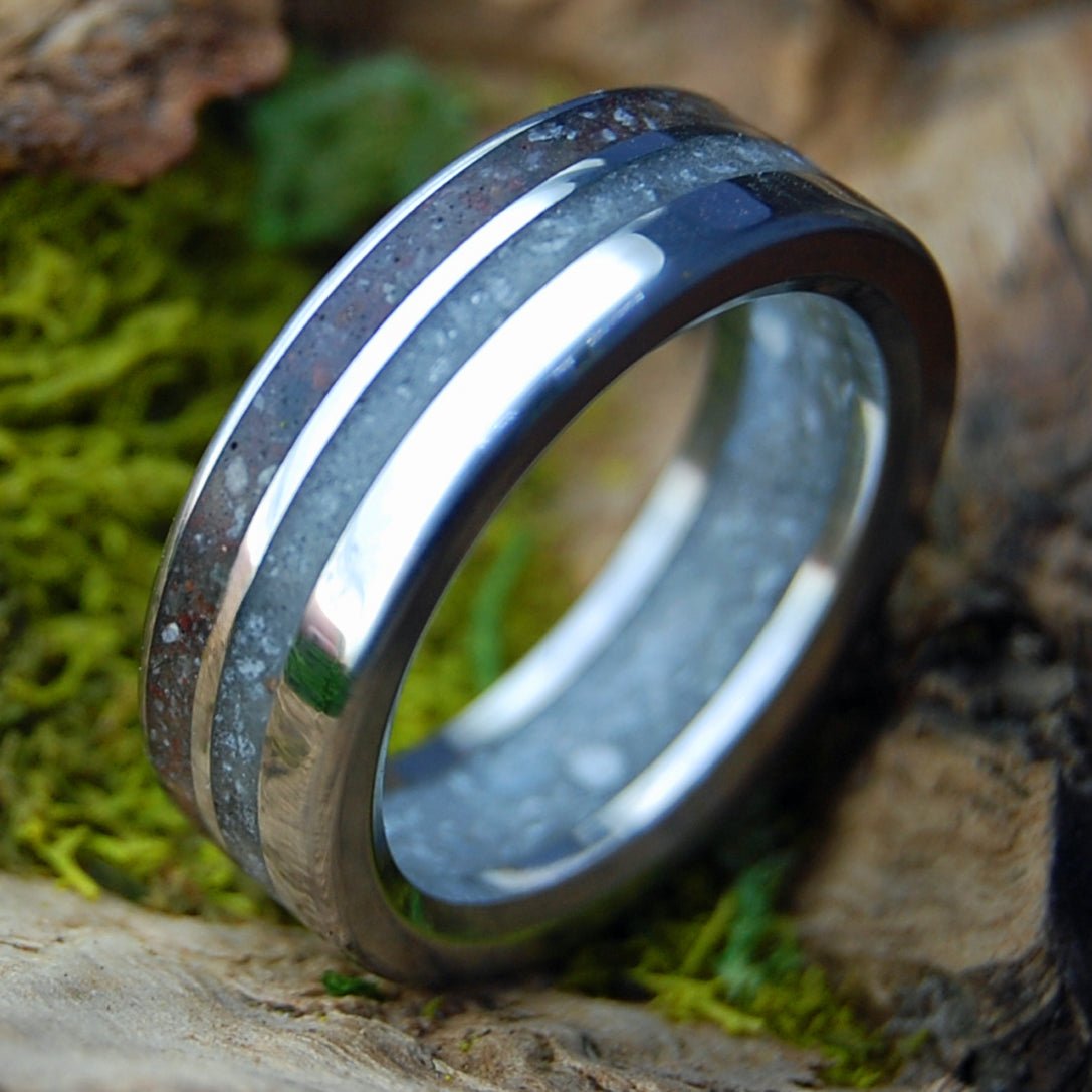 OUR WHOLE LIVES II | Men's Beryl NH Stones, Lake Superior Stones, Quartz & Titanium Wedding Ring - Minter and Richter Designs