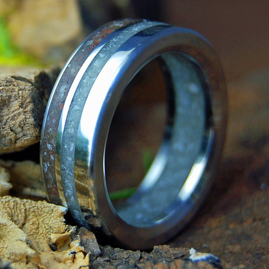 OUR WHOLE LIVES II | Men's Beryl NH Stones, Lake Superior Stones, Quartz & Titanium Wedding Ring - Minter and Richter Designs