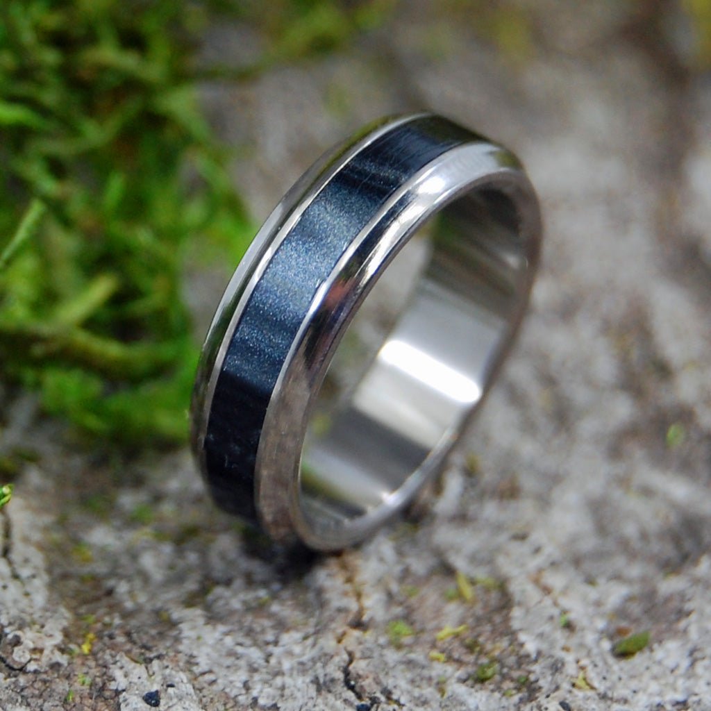 PAPARAZZI | Size 4 At 5mm | Black Marbled Opalescent Resin | Unique Wedding Band | On Sale - Minter and Richter Designs