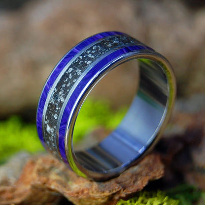 Paradise Cove | Men's Charoite, Beach Sand & Titanium Wedding Ring - Minter and Richter Designs