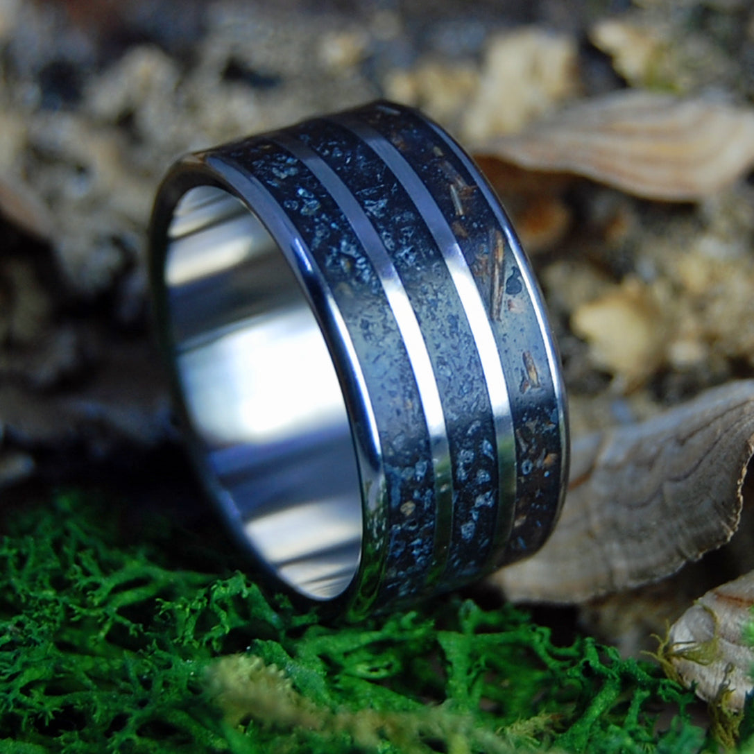 NEW ENGLAND PINES | Pine Needles, Crushed Amethyst, Salisbury MA Sand - Unique Wedding Ring