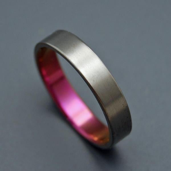 Pink Lady Satin | Women's Pink Satin & Titanium Wedding Ring - Minter and Richter Designs