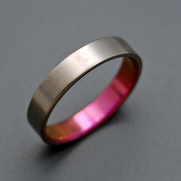 Pink Lady Satin | Women's Pink Satin & Titanium Wedding Ring - Minter and Richter Designs