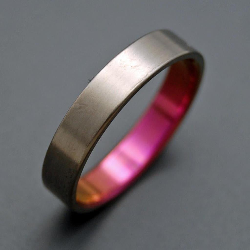 Pink Lady Satin | Women's Pink Satin & Titanium Wedding Ring - Minter and Richter Designs