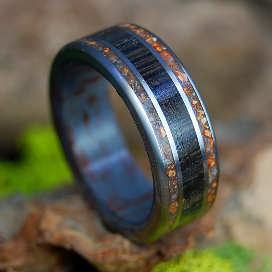 Play Bog! | Men's Baseball Fenway Pitchers Mound Dirt, Cape Cod Sand, Mokume Gane & Titanium Wedding Ring - Minter and Richter Designs