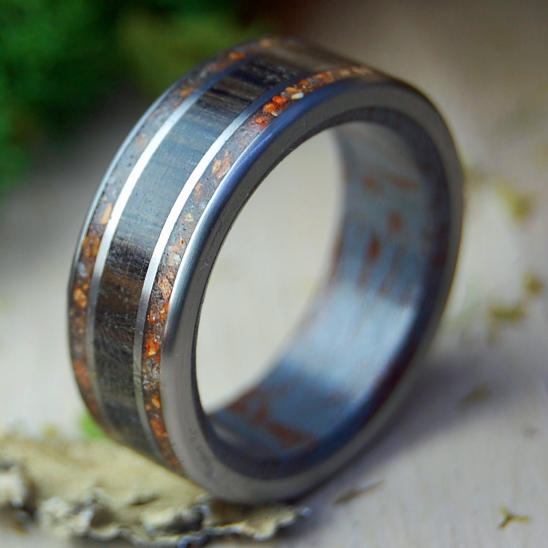 Play Bog! | Men's Baseball Fenway Pitchers Mound Dirt, Cape Cod Sand, Mokume Gane & Titanium Wedding Ring - Minter and Richter Designs
