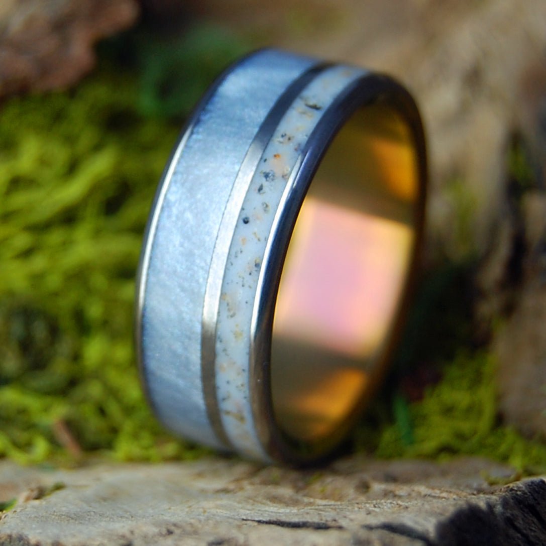 PUERTO RICAN SEA MIST SUNSET | Men's Beach Sand, Marbled Resin & Titanium Wedding Ring - Minter and Richter Designs