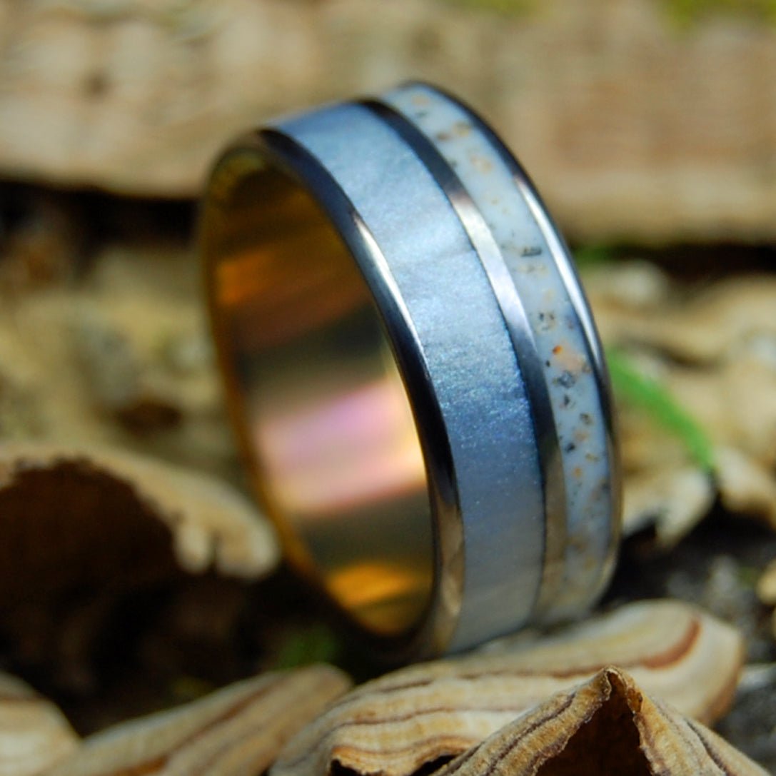 PUERTO RICAN SEA MIST SUNSET | Men's Beach Sand, Marbled Resin & Titanium Wedding Ring - Minter and Richter Designs