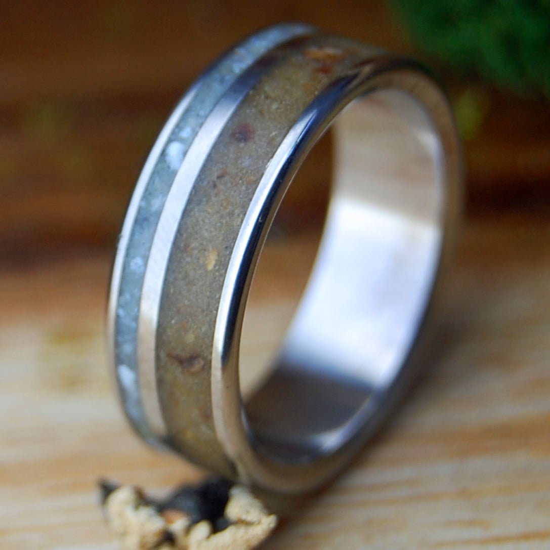PUERTO RICO SEEDS & SHELLS OFFSET | Sea Shell, Seeds Titanium Men's Wedding Ring - Minter and Richter Designs