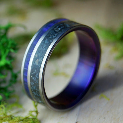 Purple Heart at Vik Beach Iceland | Beach Sand & Purple Marbled Opalescent Titanium Wedding Ring - Minter and Richter Designs