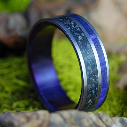 Purple Heart at Vik Beach Iceland | Beach Sand & Purple Marbled Opalescent Titanium Wedding Ring - Minter and Richter Designs