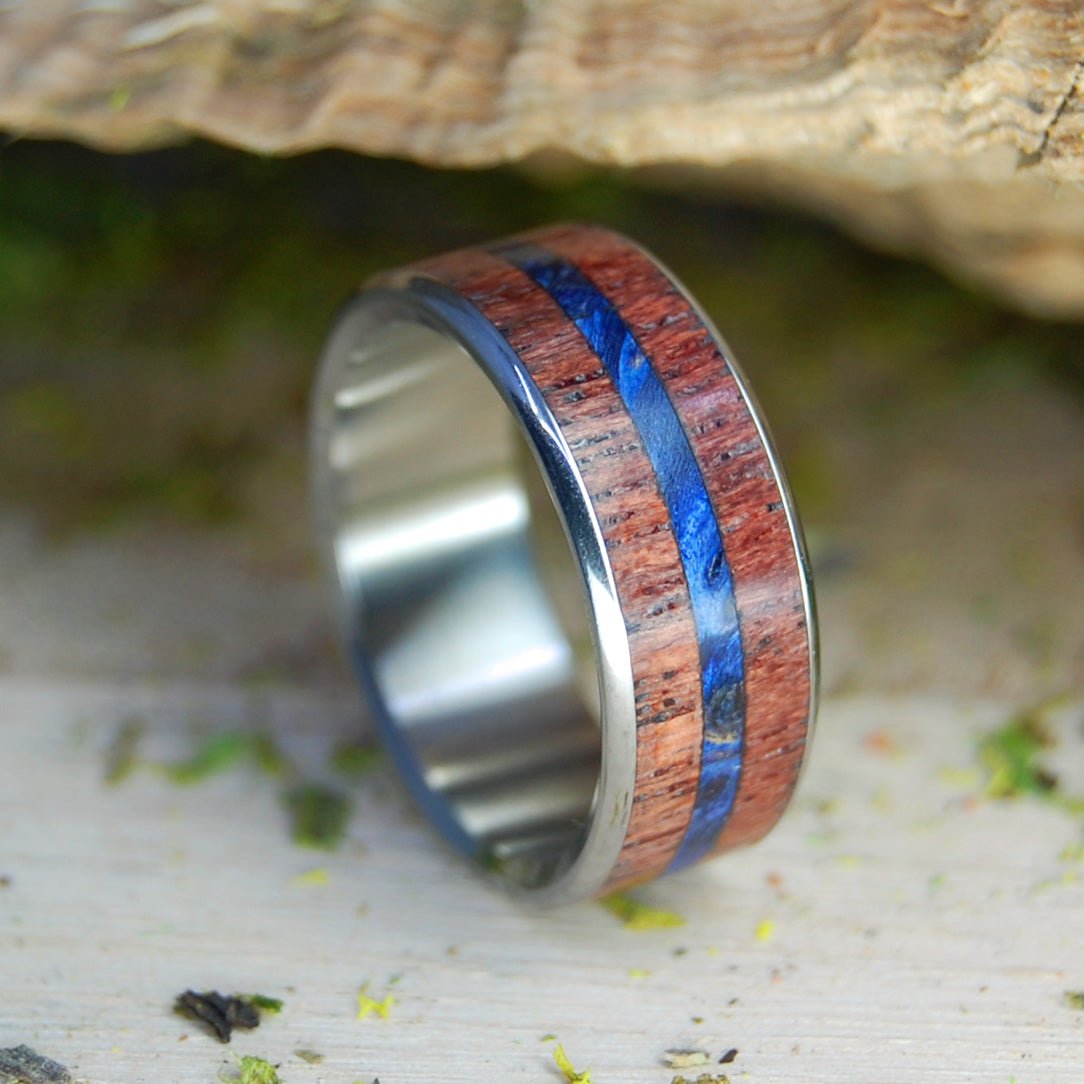 Purple Heart Blue | Men's Purple Heart Wood, Blue Box Elder & Titanium Wedding Ring - Minter and Richter Designs