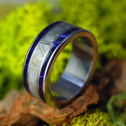Purple Marbled Meteorite | Men's Purple Marbled Opalescent, Meteorite & Titanium Wedding Ring - Minter and Richter Designs
