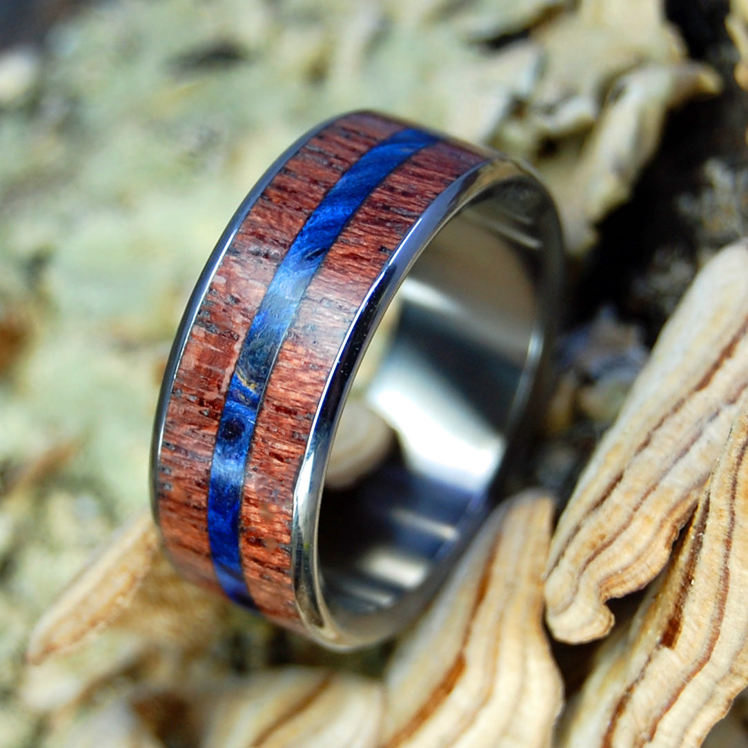PURPLE HEART BLUE | Purple Heart Wood and Blue Box Elder -  Wooden Wedding Rings - Minter and Richter Designs