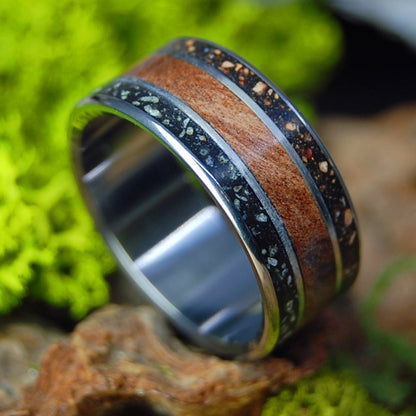 RED SOX THROW TO IDAHO | Men's CA Redwood, Red Sox Dirt & Idaho Stone Wedding Ring - Minter and Richter Designs