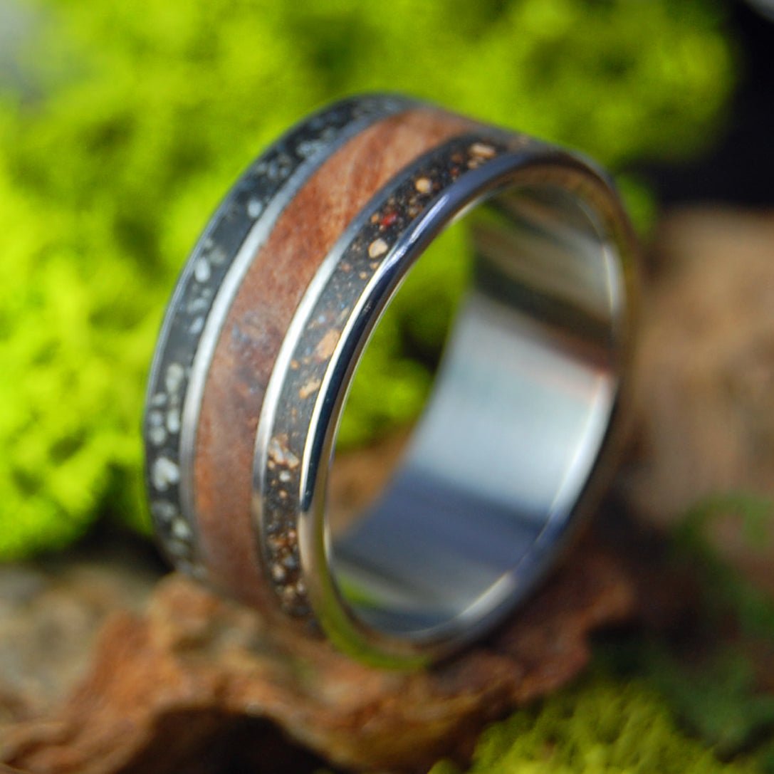 RED SOX THROW TO IDAHO | Men's CA Redwood, Red Sox Dirt & Idaho Stone Wedding Ring - Minter and Richter Designs