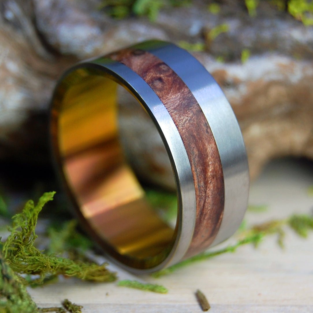 Redwood Sunset | Men's Redwood Burl & Titanium Wedding Ring - Minter and Richter Designs