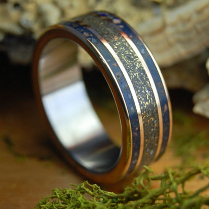 REVOLUTION ARIZONA BRONZE | Men's Battleground Earth, Bullet Fragments & Titanium and Bronze Wedding Ring - Minter and Richter Designs