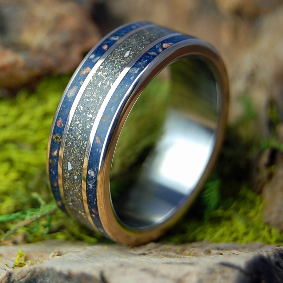 REVOLUTION ARIZONA BRONZE | Men's Battleground Earth, Bullet Fragments & Titanium and Bronze Wedding Ring - Minter and Richter Designs