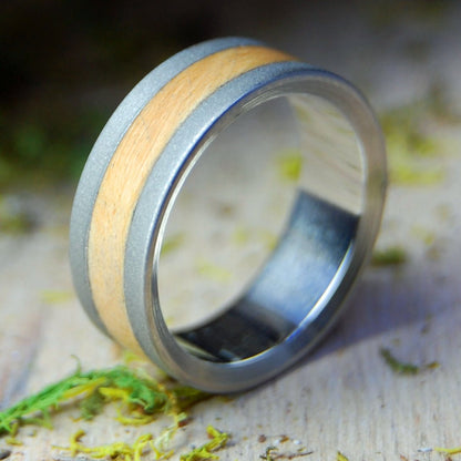 Ring of Fire | Size 5.25 At 6.4mm | Maple Wood| Unique Wedding Band | On Sale - Minter and Richter Designs