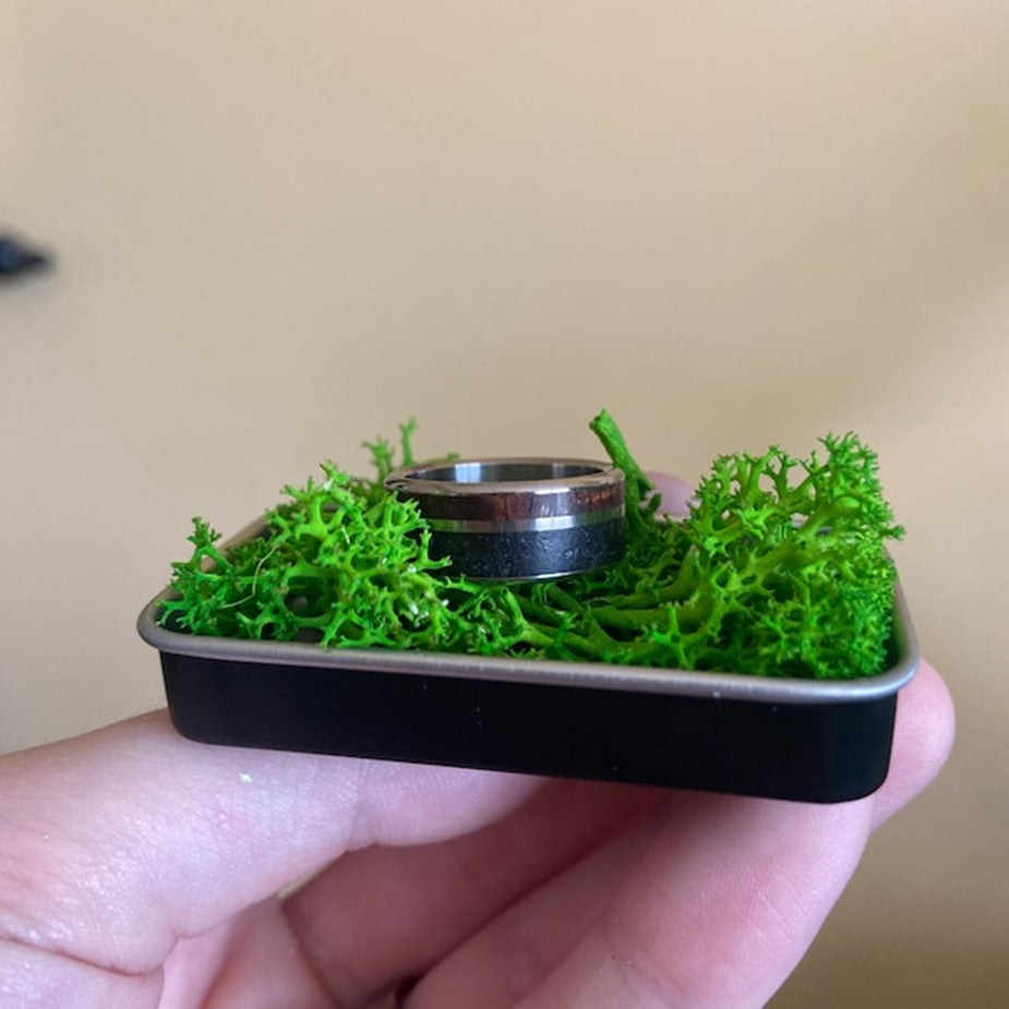 ICELANDIC HEART | Beach Sand & Koa Wood Titanium Wedding Ring