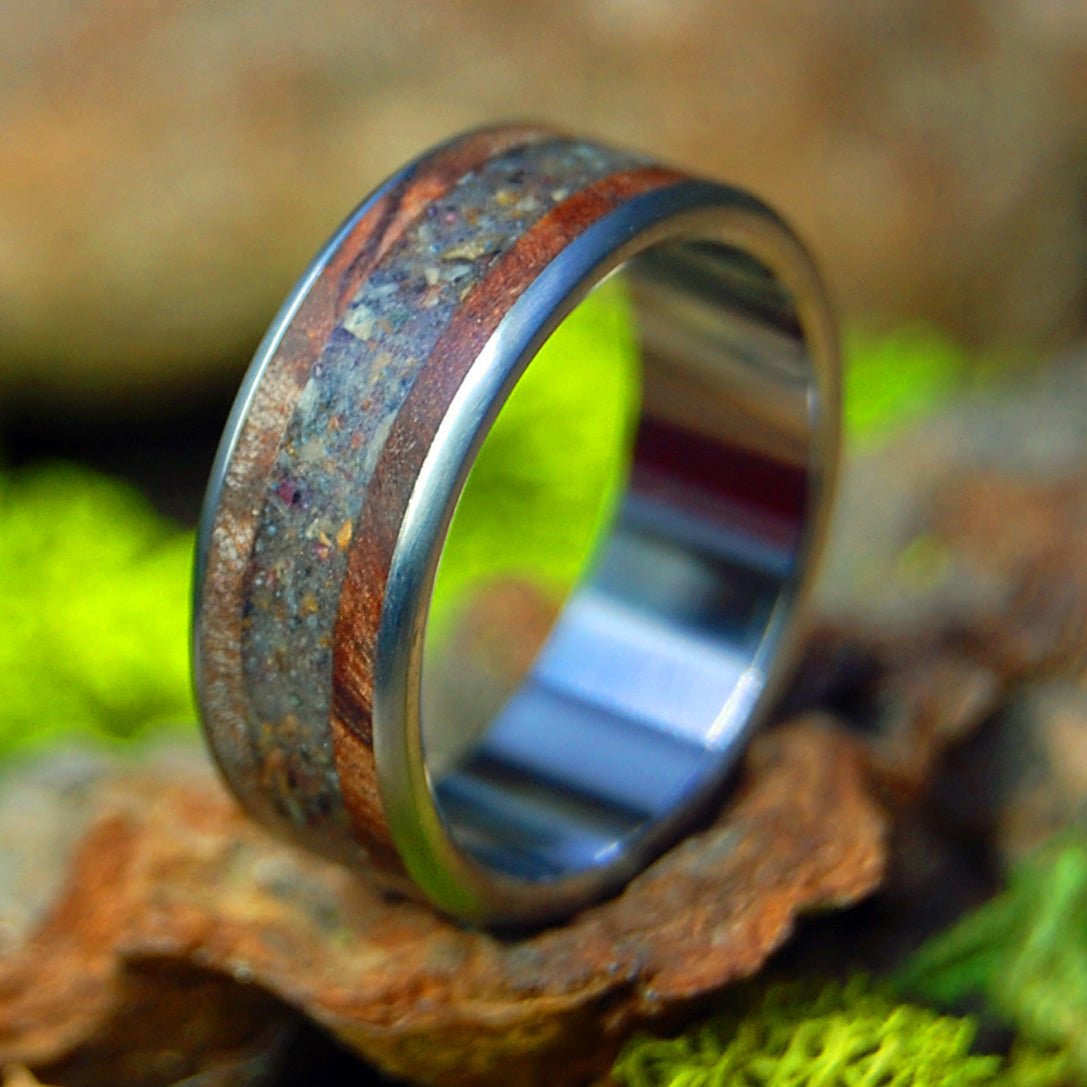 Rockport Redwood | Men's CA Redwood & Rockport MA Sand & Titanium Wedding Ring - Minter and Richter Designs