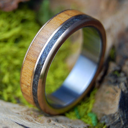 ROCKY SMOKY CYPRESS | Men's Cypress Wood, Mountain Rocks & Titanium Wedding Ring - Minter and Richter Designs