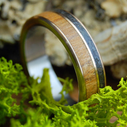 ROCKY SMOKY CYPRESS | Men's Cypress Wood, Mountain Rocks & Titanium Wedding Ring - Minter and Richter Designs