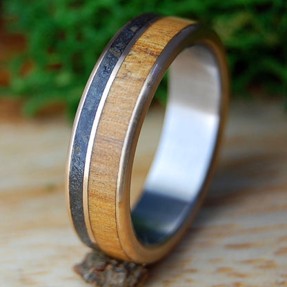 ROCKY SMOKY CYPRESS | Men's Cypress Wood, Mountain Rocks & Titanium Wedding Ring - Minter and Richter Designs
