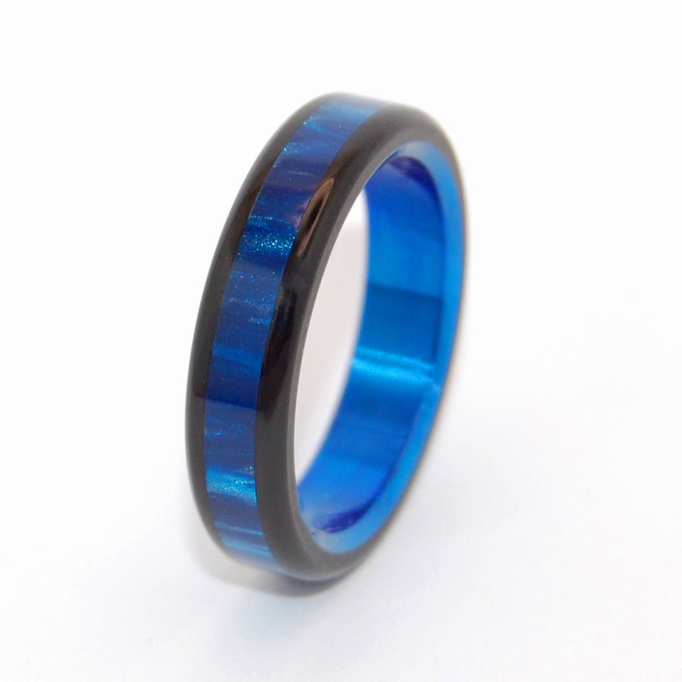 Rounded Blue Avec Tu | Men's Titanium & Blue Anodized Wedding Ring - Minter and Richter Designs